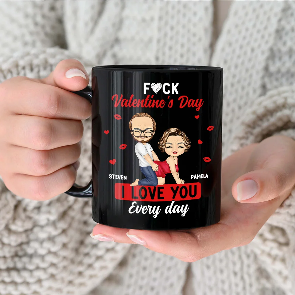 Couple I Love You Every Day - Personalized Black Mug - Image 3