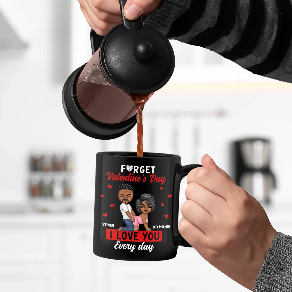 Couple I Love You Every Day - Personalized Black Mug - Image 5