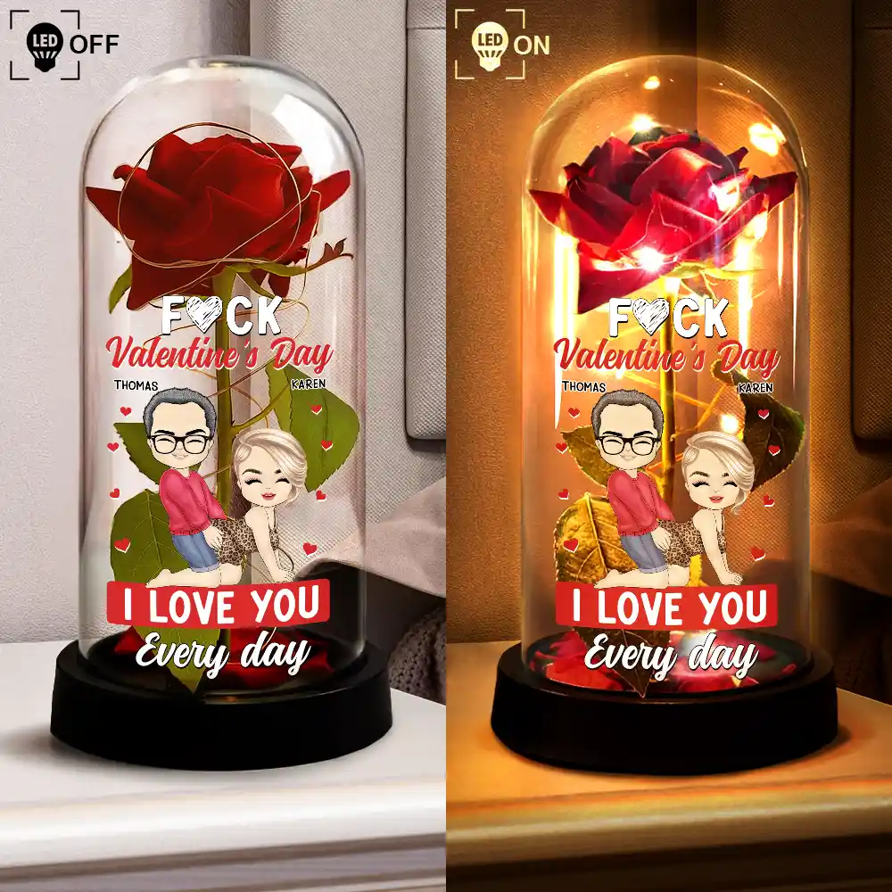Couple I Love You Every Day - Personalized Everlasting Rose Dome Lamp - Image 4