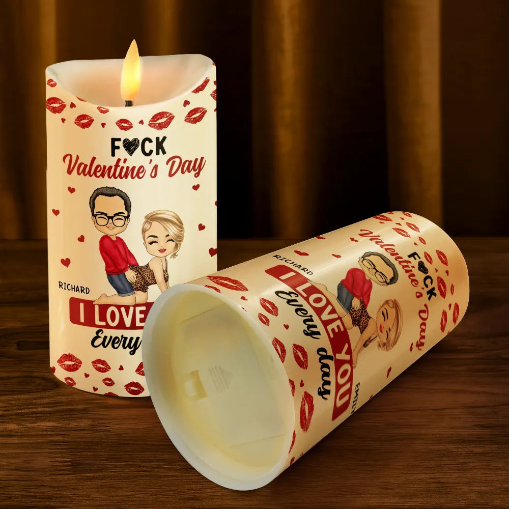 Couple I Love You Every Day - Personalized Flameless LED Candle - Image 4