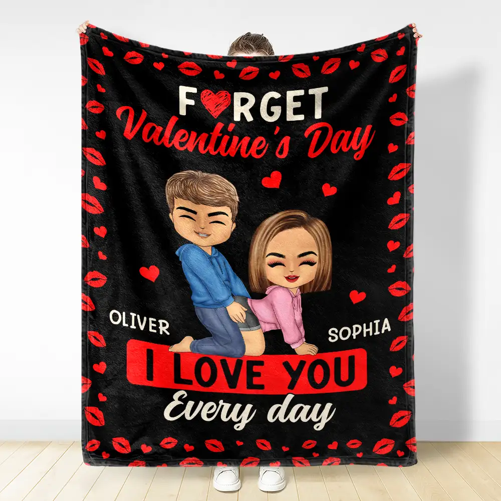 Couple I Love You Every Day - Personalized Fleece Blanket, Sherpa Blanket - Image 3