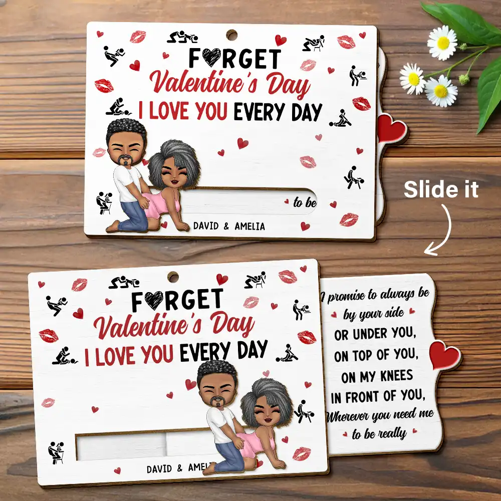 Couple I Love You Every Day - Personalized Hanging Wooden Slide Card - Image 3