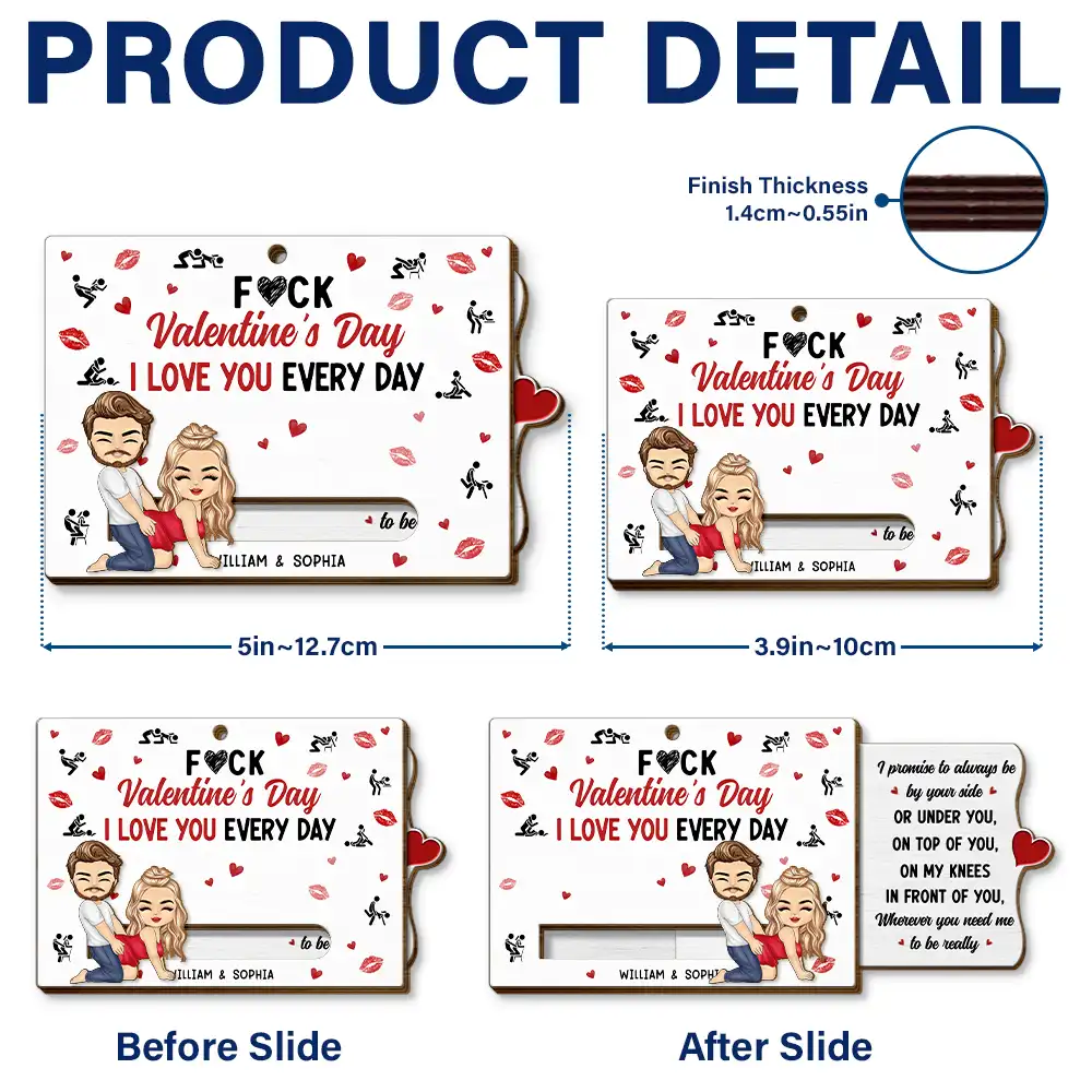 Couple I Love You Every Day - Personalized Hanging Wooden Slide Card - Image 6
