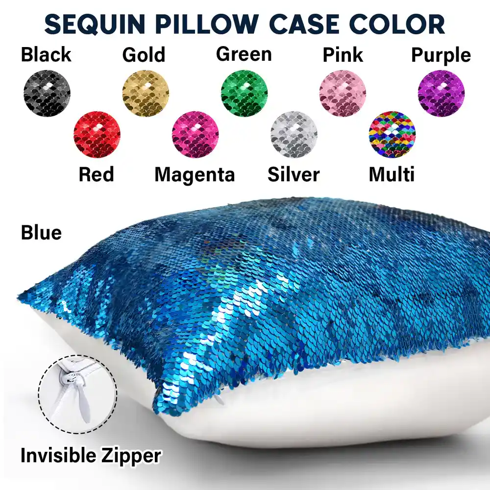 Couple I Love You Every Day - Personalized Sequin Pillow, Mermaid Sequin Cushion Magic Reversible Throw Pillow - Image 4