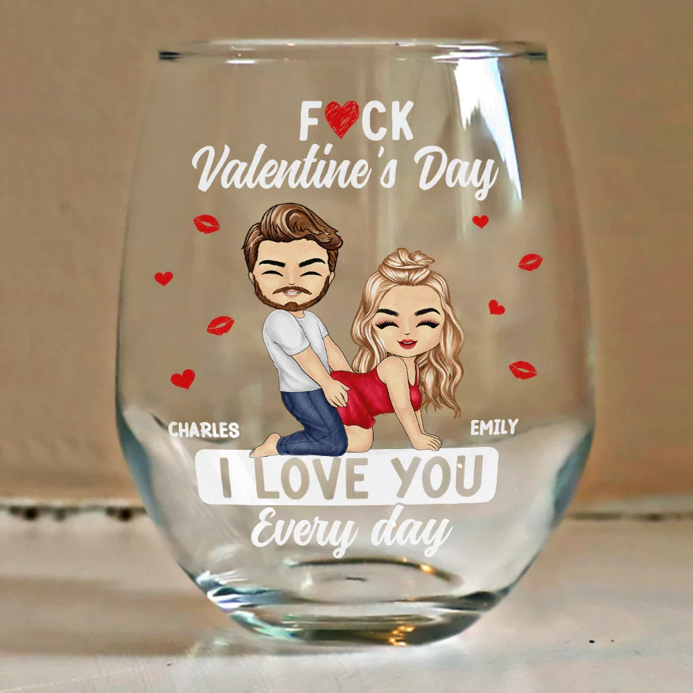 Couple I Love You Every Day - Personalized Stemless Wine Glass - Image 4
