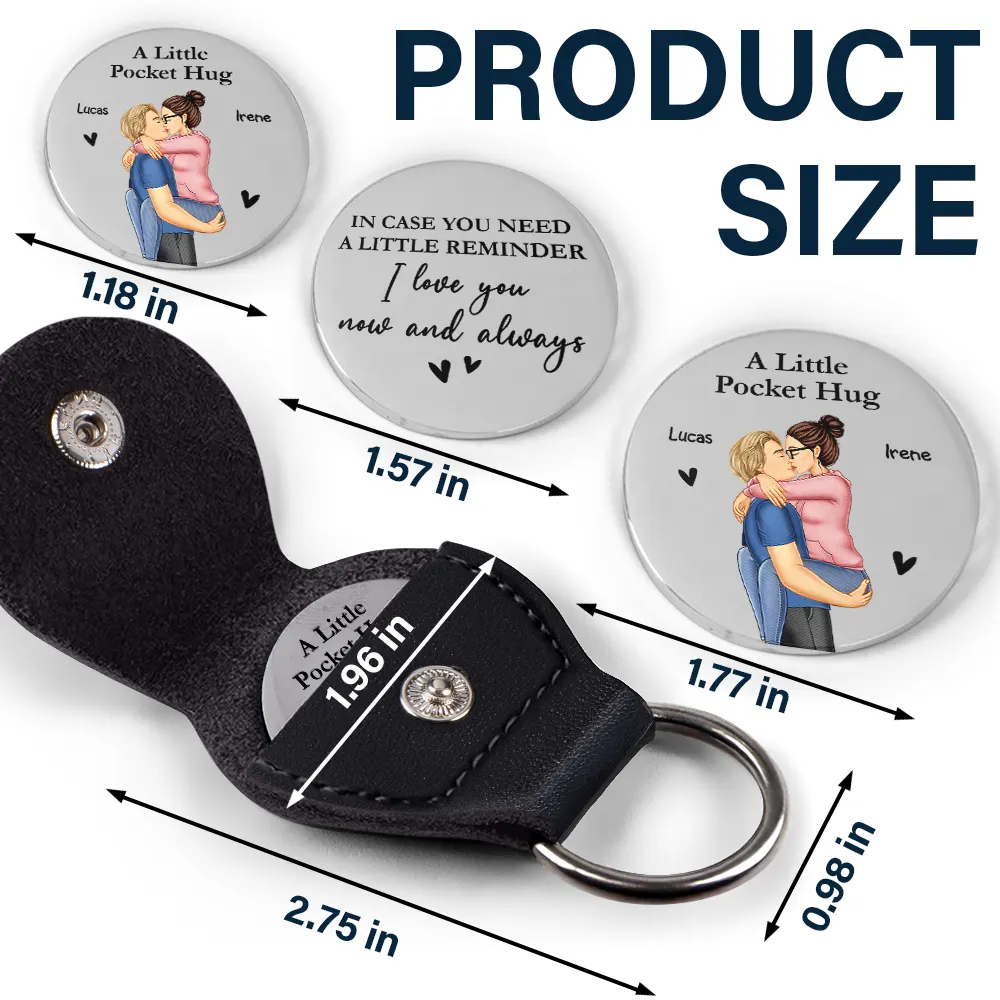 Couple I Love You Now And Always - Personalized Leather Pocket Hug - Image 5