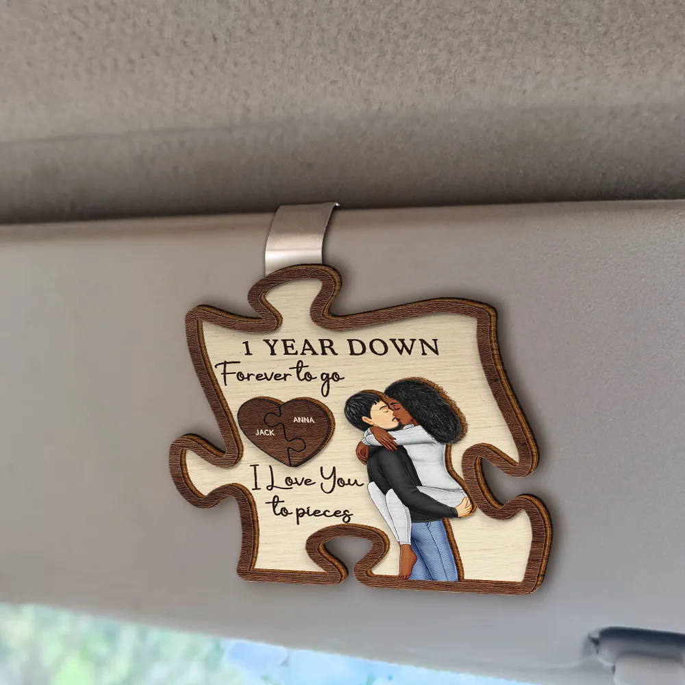 Couple I Love You To Pieces - Personalized Custom Shaped Car Visor Clip - Image 2