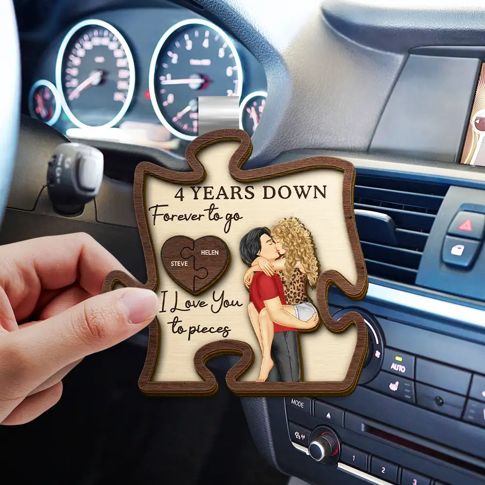 Couple I Love You To Pieces - Personalized Custom Shaped Car Visor Clip - Image 3