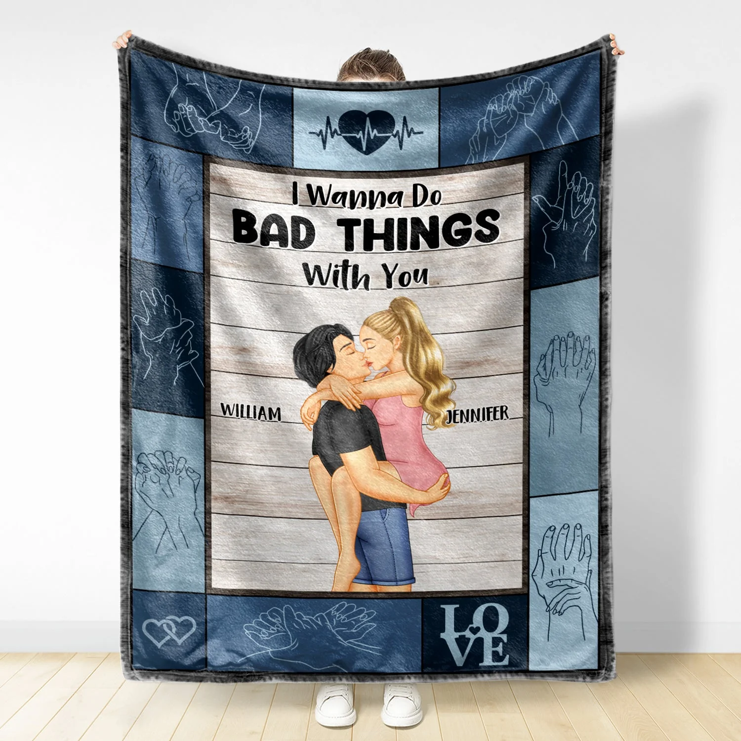 Couple I Wanna Do Bad Things With You - Gift For Couples - Personalized Fleece Blanket - Image 2