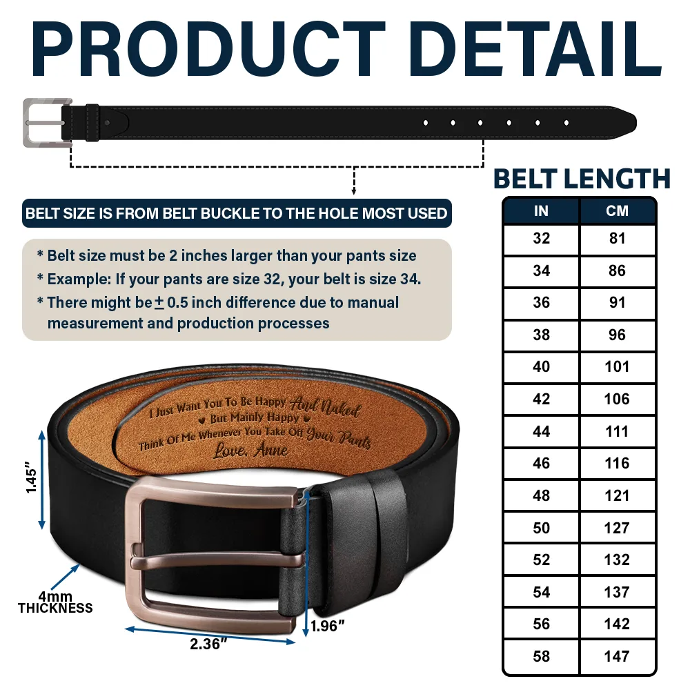 Couple I Want You To Be Happy - Personalized Engraved Leather Belt - Image 5