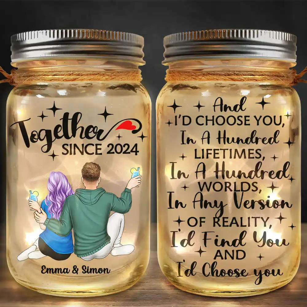 Couple I'll Choose You - Personalized Mason Jar Light - Image 2