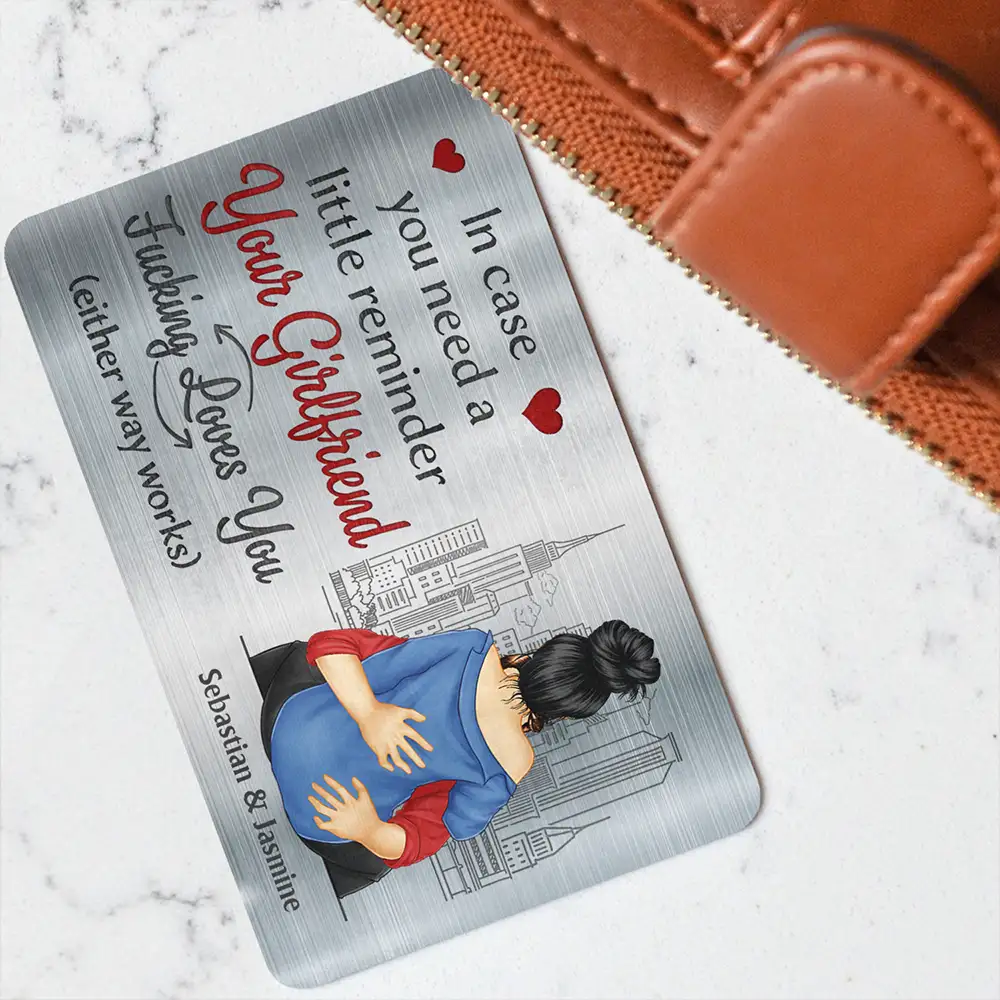 Couple In Case You Need A Little Reminder Your Wife Loves You - Personalized Aluminum Wallet Card - Image 3