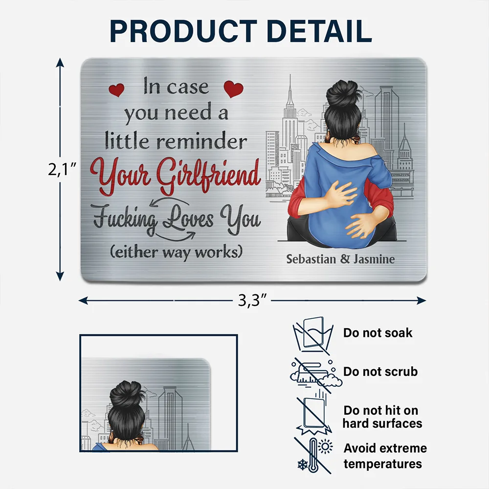 Couple In Case You Need A Little Reminder Your Wife Loves You - Personalized Aluminum Wallet Card - Image 6