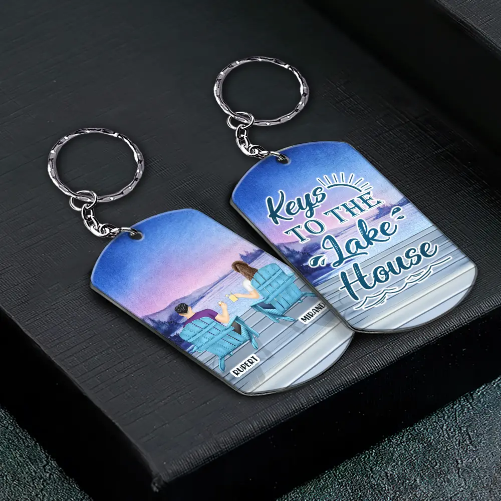 Couple Keys To The Beach Lake House - Personalized Aluminum Keychain - Image 2
