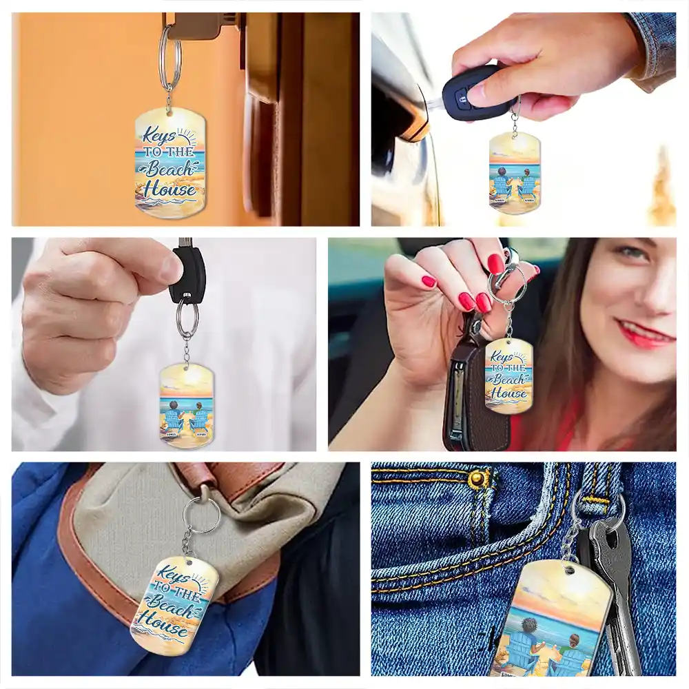 Couple Keys To The Beach Lake House - Personalized Aluminum Keychain - Image 6