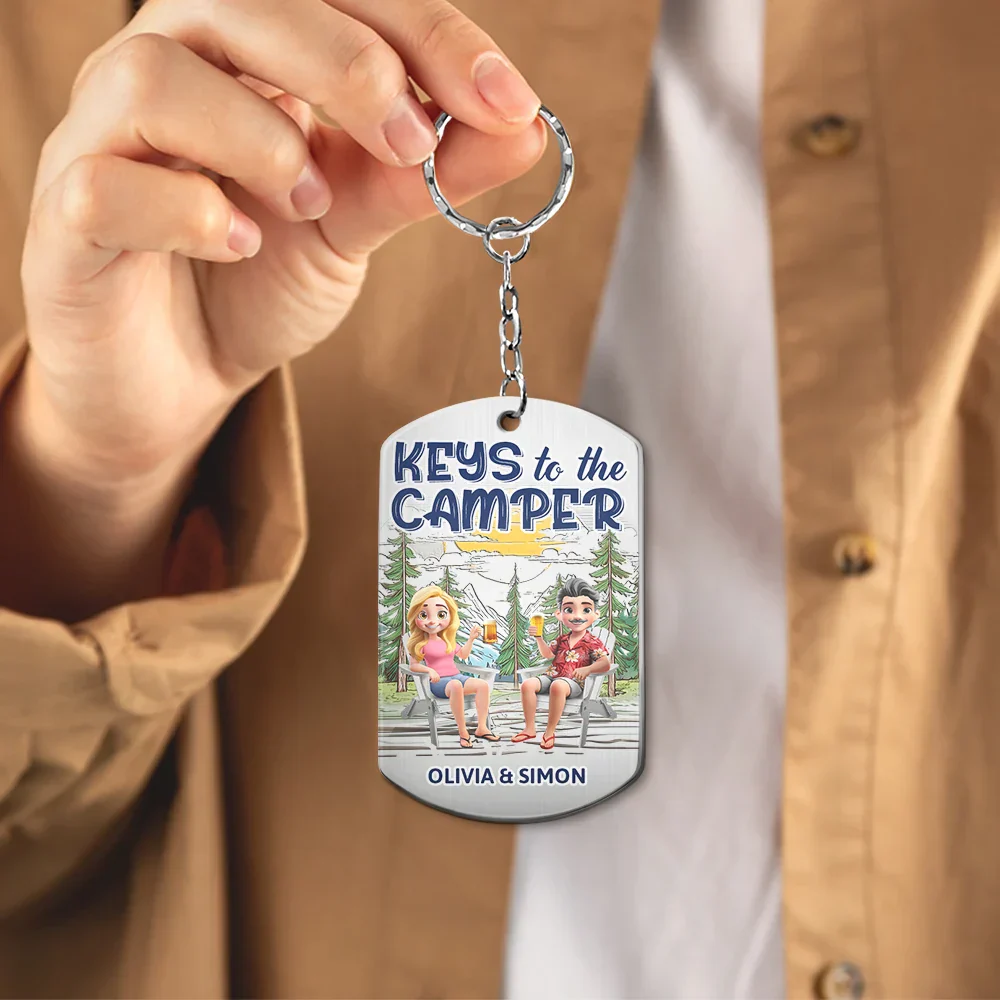 Couple Keys To The Lake House Beach House - Personalized Aluminum Keychain - Image 4
