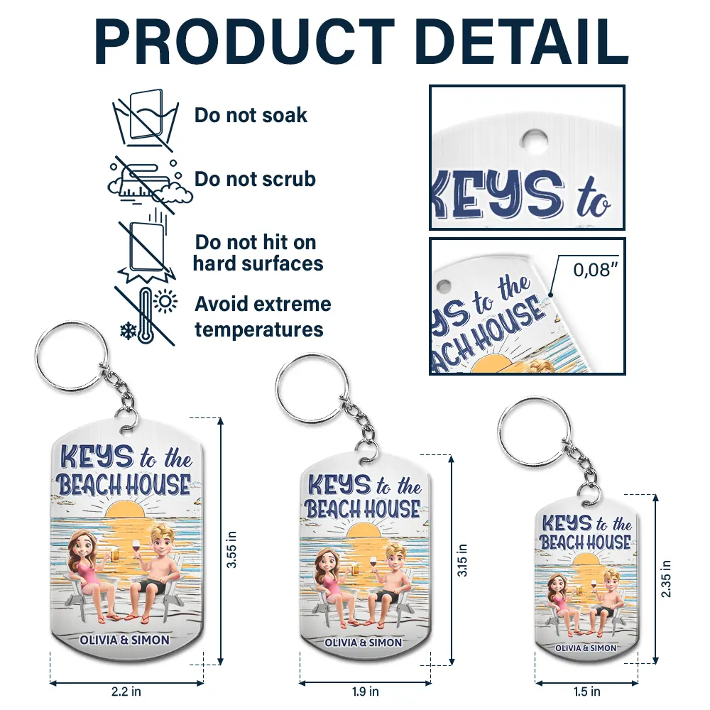 Couple Keys To The Lake House Beach House - Personalized Aluminum Keychain - Image 5
