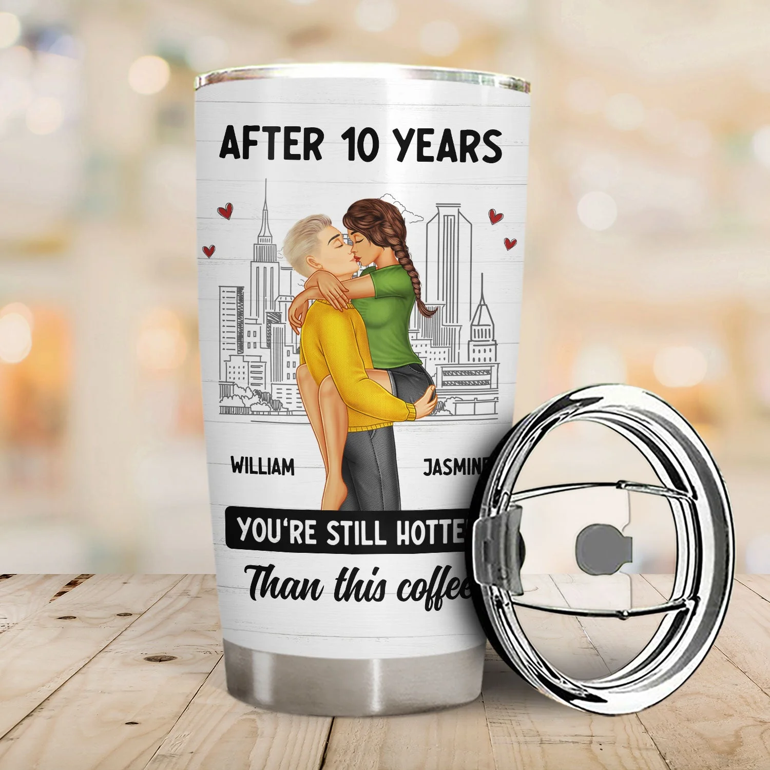 Couple Kissing After Years Hotter Than This Coffee - Gift For Couples - Personalized Tumbler - Image 2