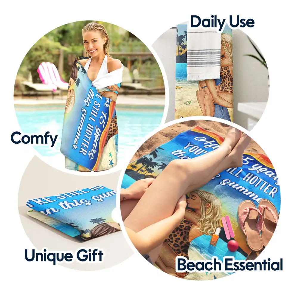 Couple Kissing After Years Hotter Than This Summer - Personalized Beach Towel - Image 5