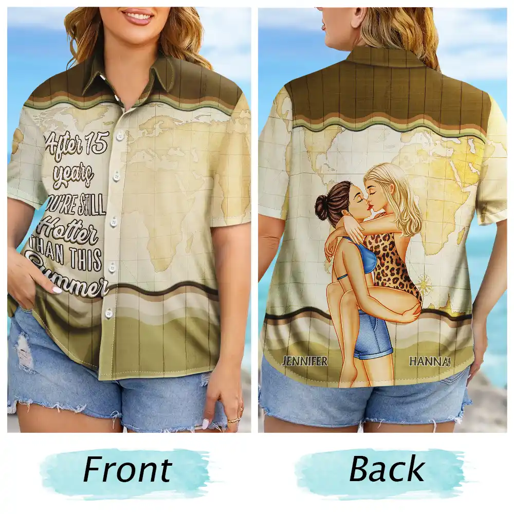 Couple Kissing After Years Hotter Than This Summer - Personalized Hawaiian Shirt - Image 6
