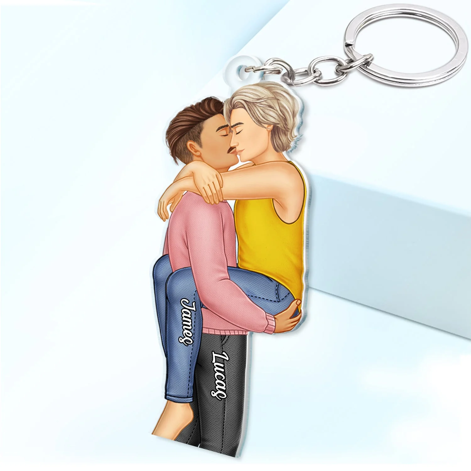 Couple Kissing - Anniversary Gift For Couples - Personalized Cutout Acrylic Keychain - Image 2