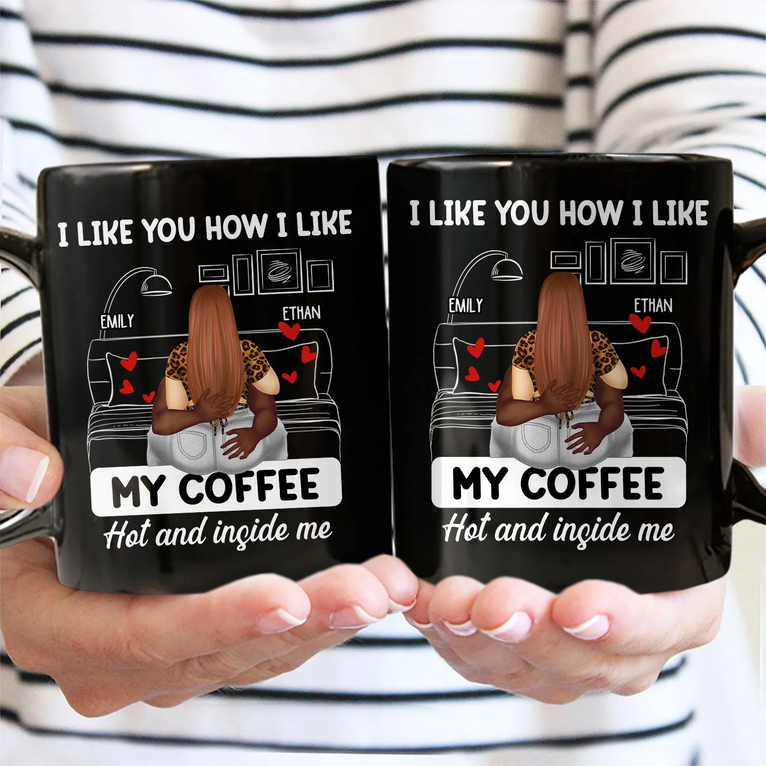 Couple Kissing I Like My Coffee Hot & Inside Me - Gift For Couples - Personalized Mug - Image 4