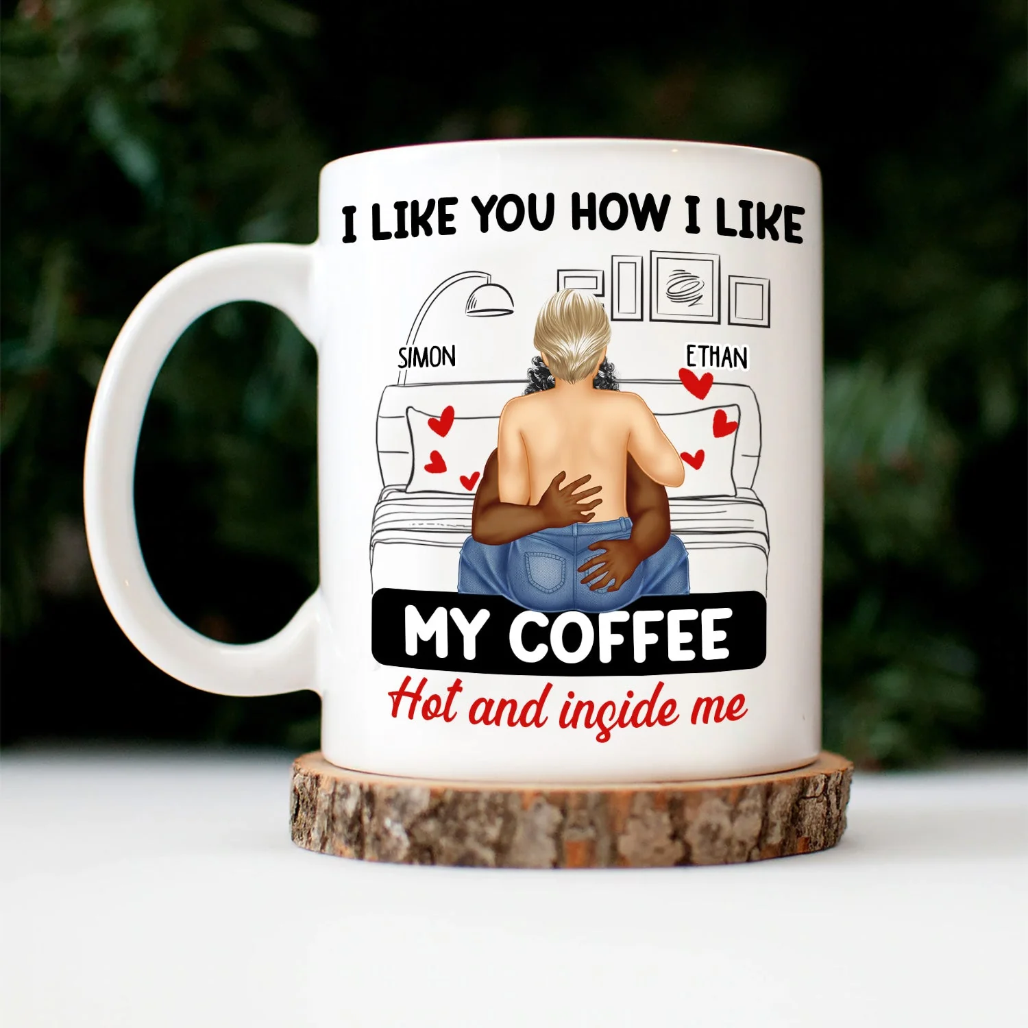 Couple Kissing I Like My Coffee Hot & Inside Me - Gift For Couples - Personalized Mug - Image 5