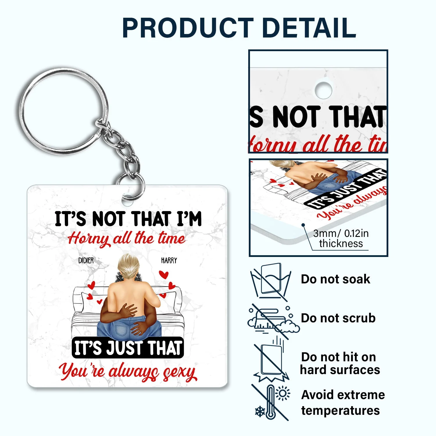 Couple Kissing It's Just You Always Sexy - Gift For Couples - Personalized Acrylic Keychain - Image 5
