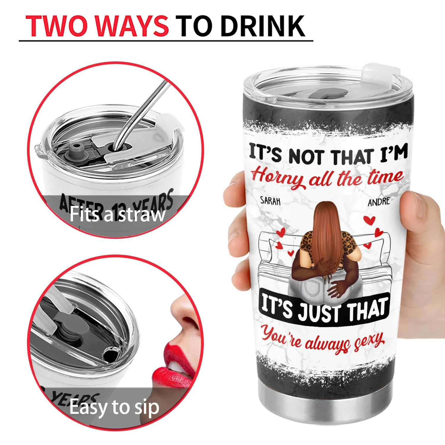 Couple Kissing It's Just You Always Sexy - Gift For Couples - Personalized Tumbler - Image 4