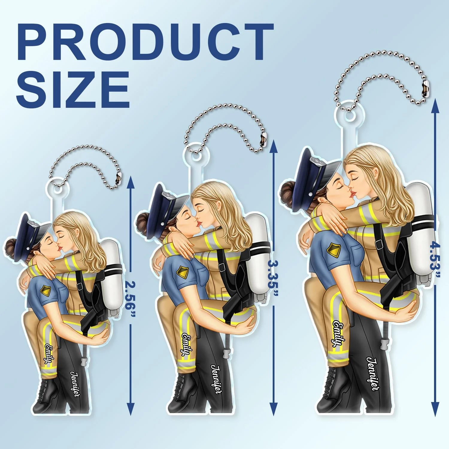Couple Kissing Occupation - Gift For Couples, Nurse, Firefighter, Police Officer - Personalized Acrylic Car Hanger - Image 4
