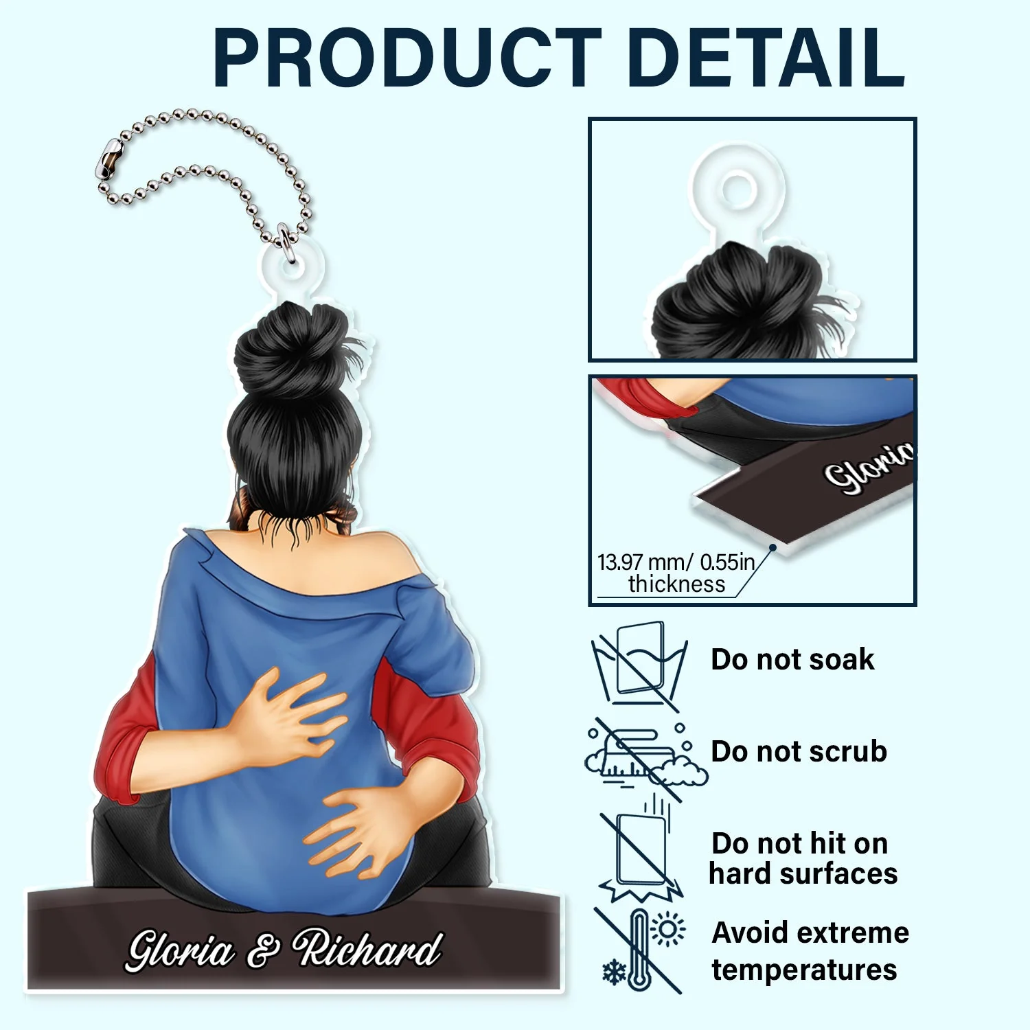 Couple Kissing Style 2 - Anniversary Gift For Couples - Personalized Acrylic Car Hanger - Image 5