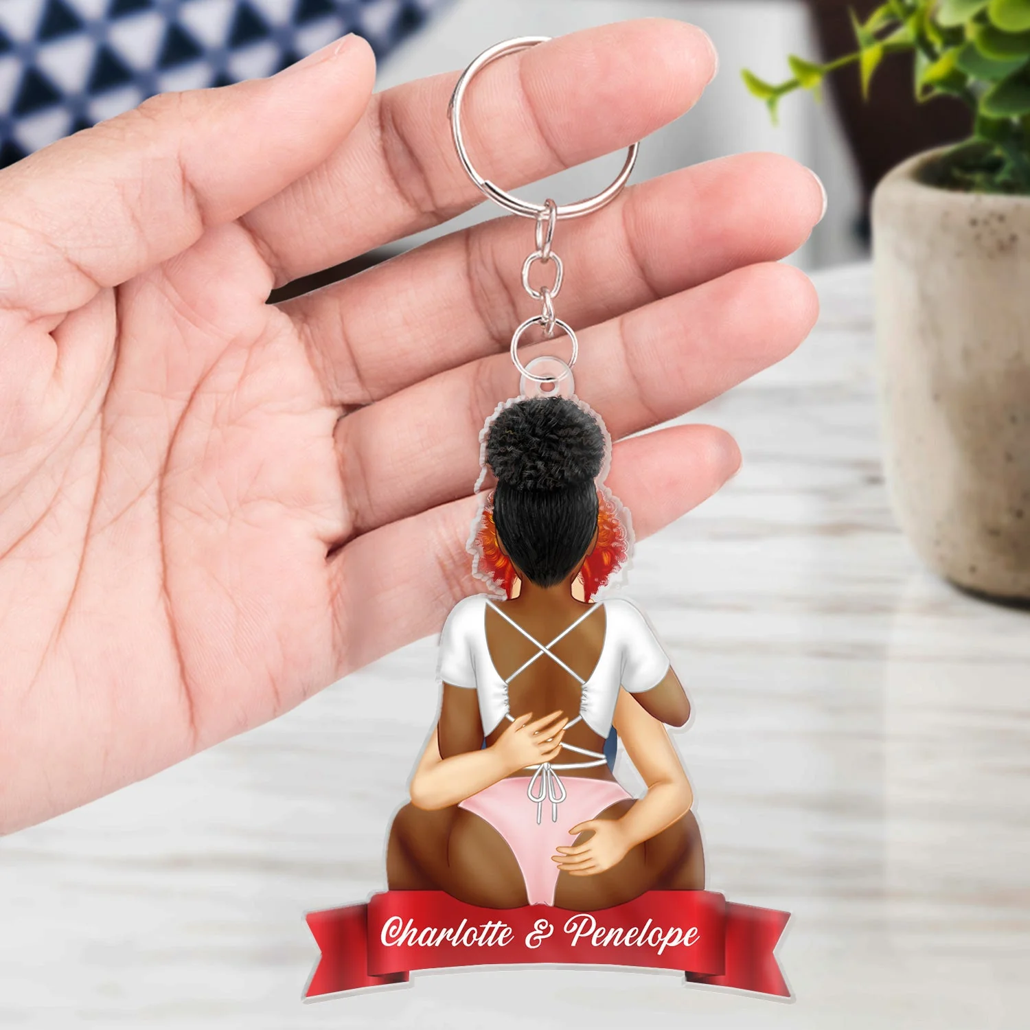 Couple Kissing Style 2 - Anniversary Gift For Couples - Personalized Cutout Acrylic Keychain - Image 4
