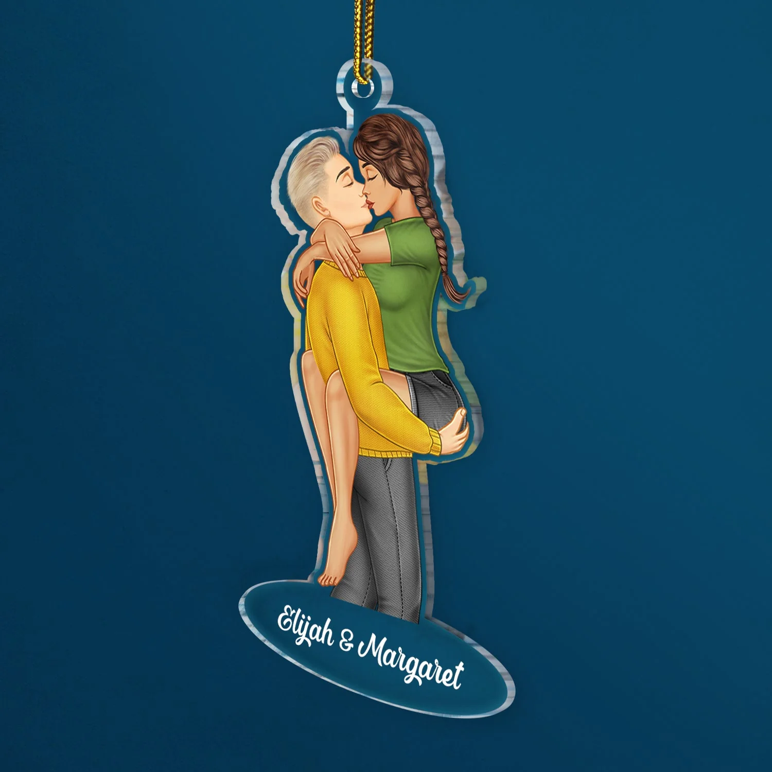 Couple Kissing Style 2 - Christmas Gift For Lover, Husband, Wife, Couples - Personalized Cutout Acrylic Ornament - Image 2