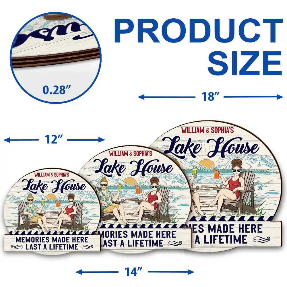 Couple Lake House Memories Made Here - Personalized Custom Shaped Wood Sign - Image 5