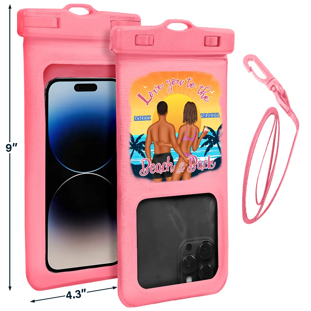 Couple Love You To The Beach - Personalized Waterproof Phone Pouch - Image 3