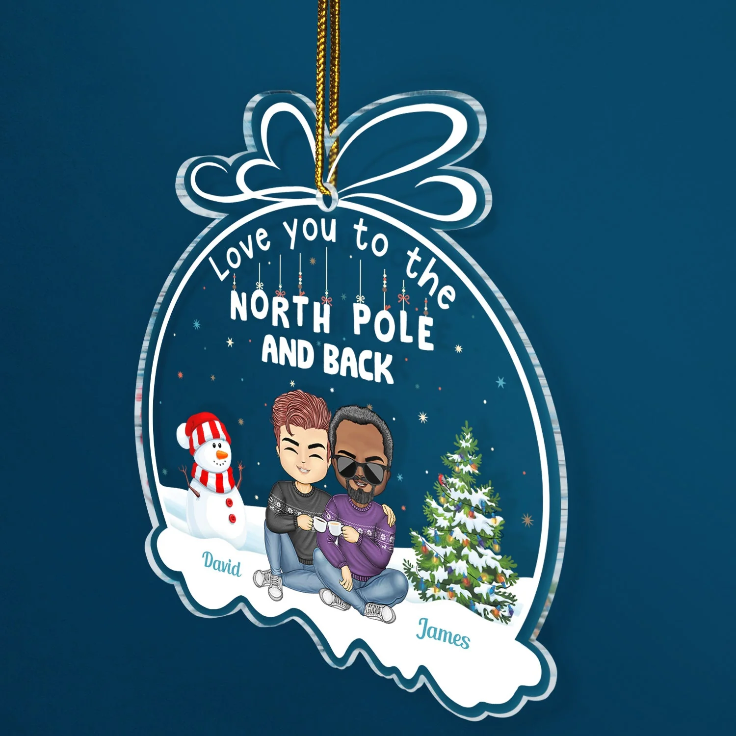 Couple Love You To The North Pole And Back - Anniversary, Christmas Gift For Couples, Husband, Wife, Boyfriend, Girlfriend - Personalized Custom Shaped Acrylic Ornament - Image 2