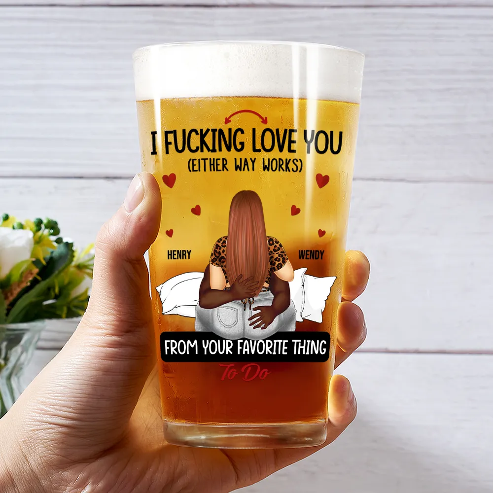 Couple Loving You Either Way Works - Personalized Beer Glass - Image 3