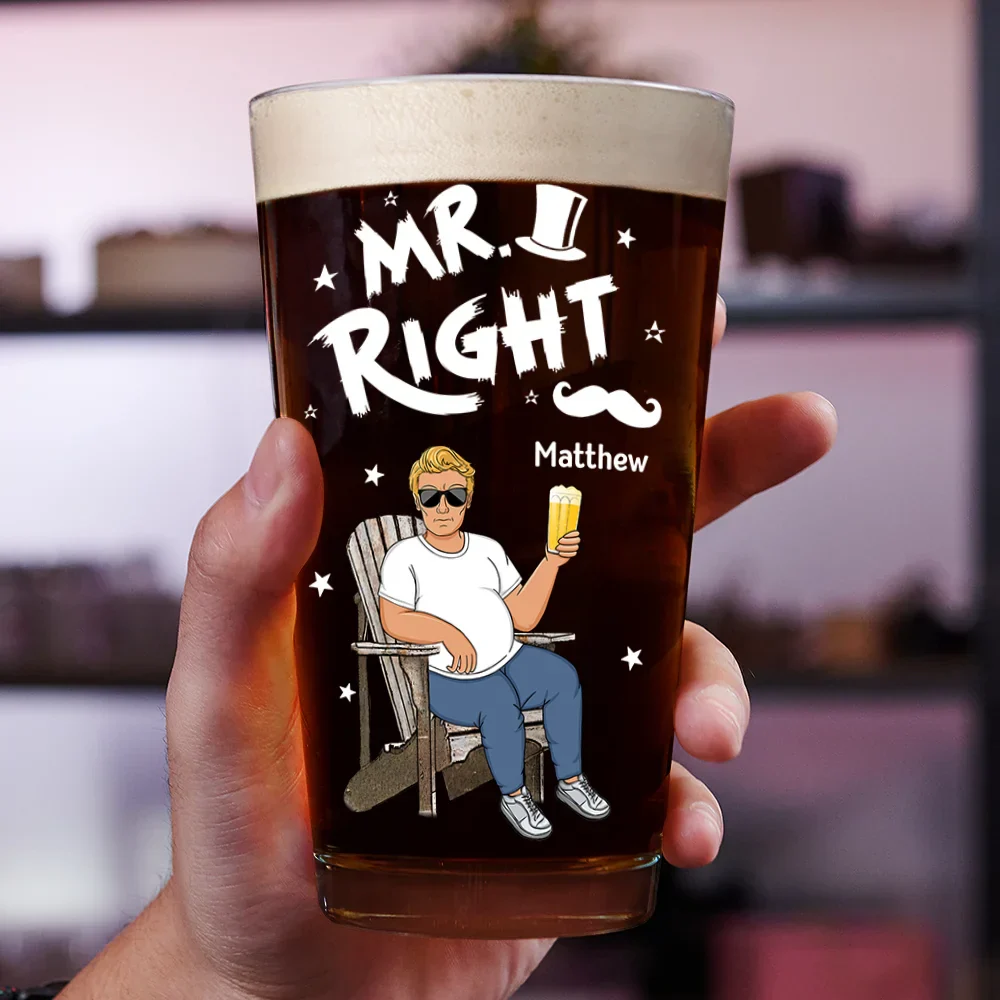 Couple Mr Right Mrs Always Right - Personalized Combo Wine & Beer Glass - Image 3