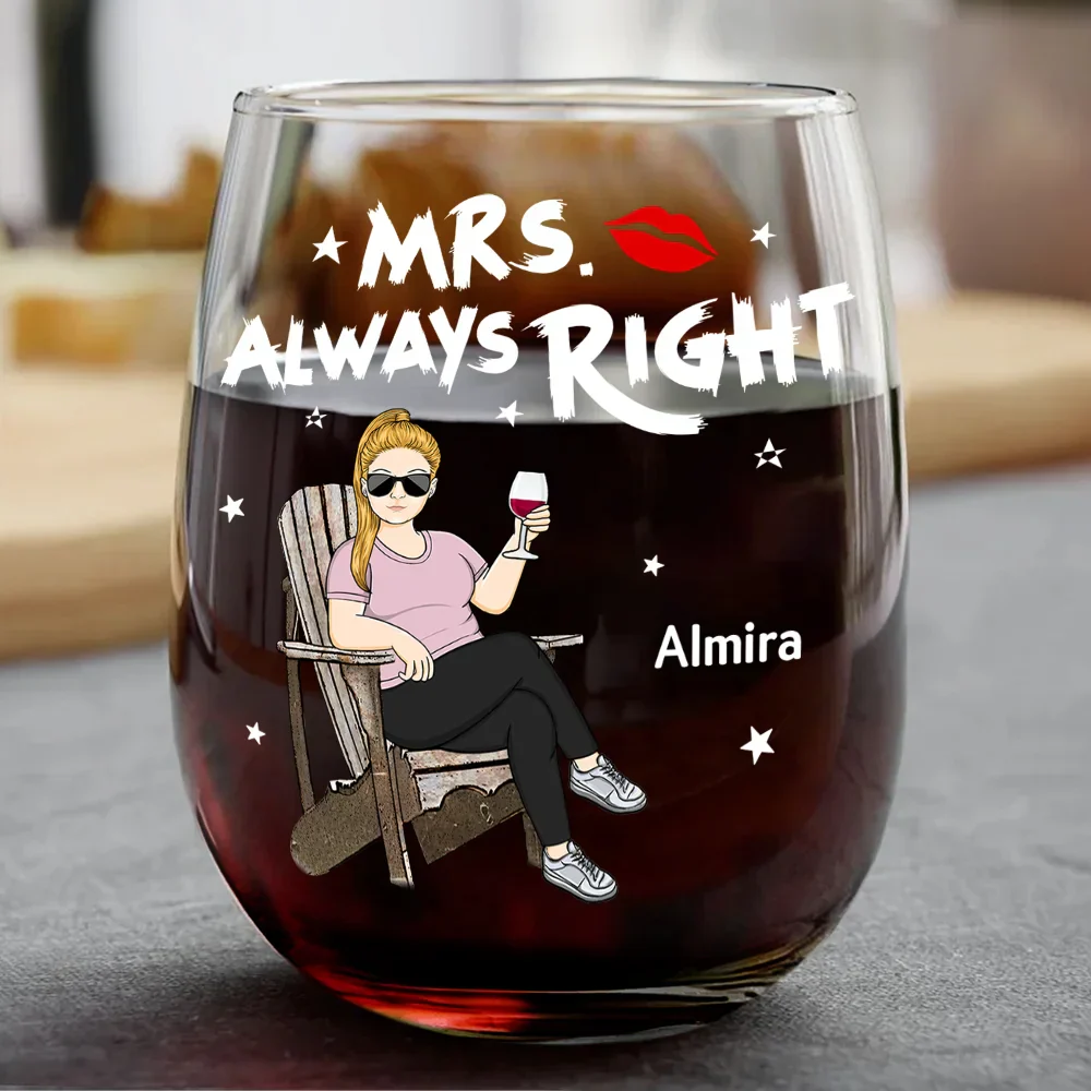Couple Mr Right Mrs Always Right - Personalized Combo Wine & Beer Glass - Image 4