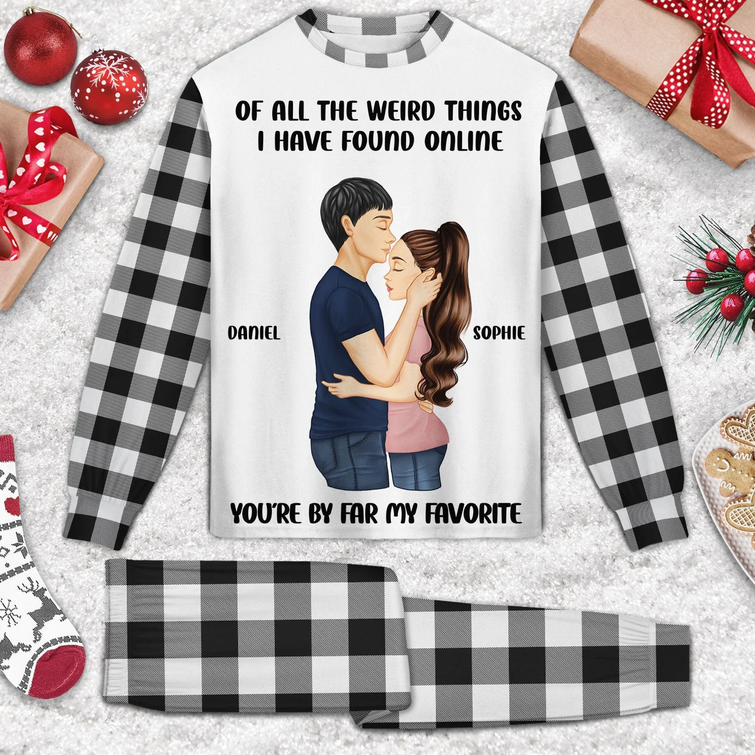 Couple My Favorite By Far - Gift For Couples - Personalized Unisex Pajamas Set - Image 2