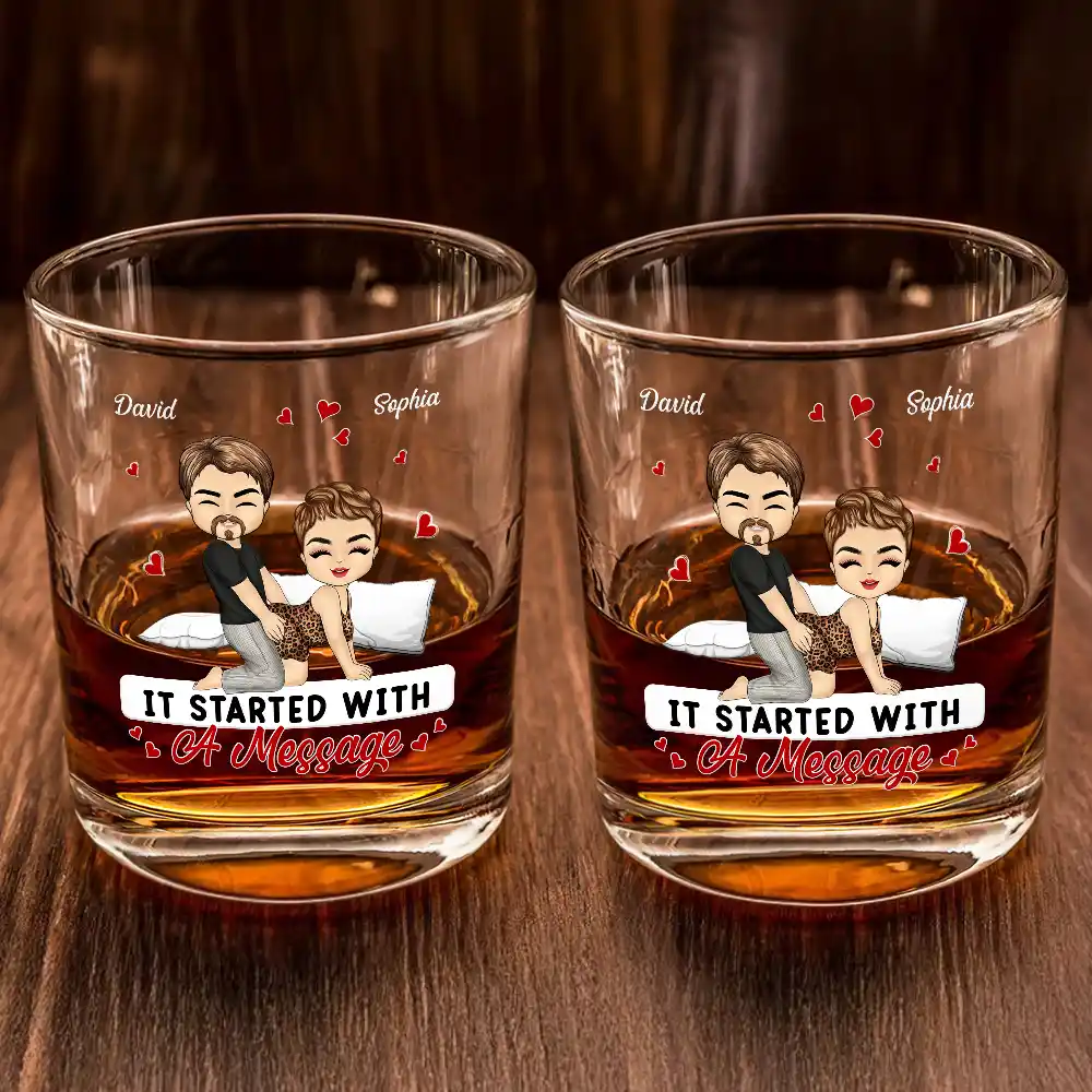 Couple My Favorite Thing To Do Is You - Personalized Whiskey Glass - Image 2