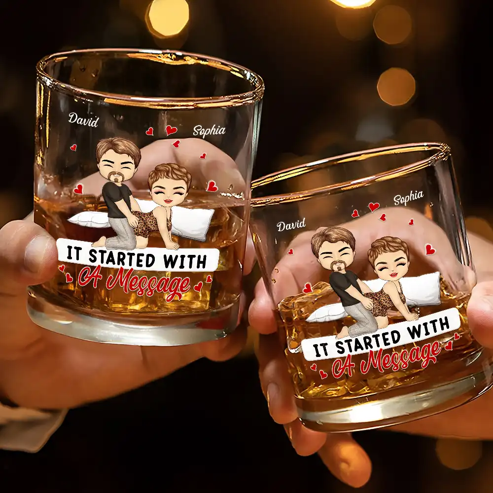 Couple My Favorite Thing To Do Is You - Personalized Whiskey Glass - Image 3