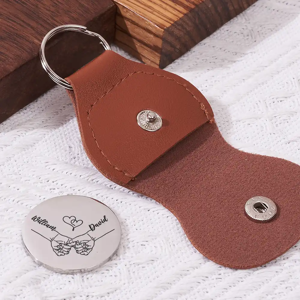 Couple My Husband Soulmate Best Friend - Personalized Leather Pocket Hug - Image 2