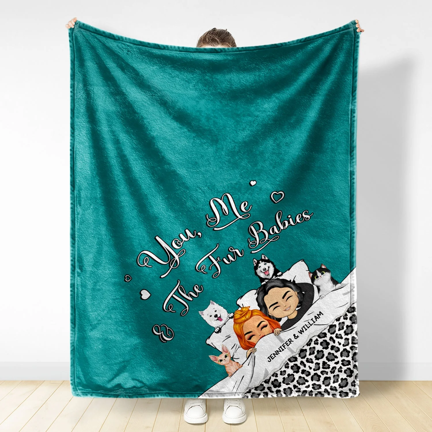 Couple Pet Lovers Our Snuggle Blanket - Gift For Couples - Personalized Custom Fleece Blanket - Image 2