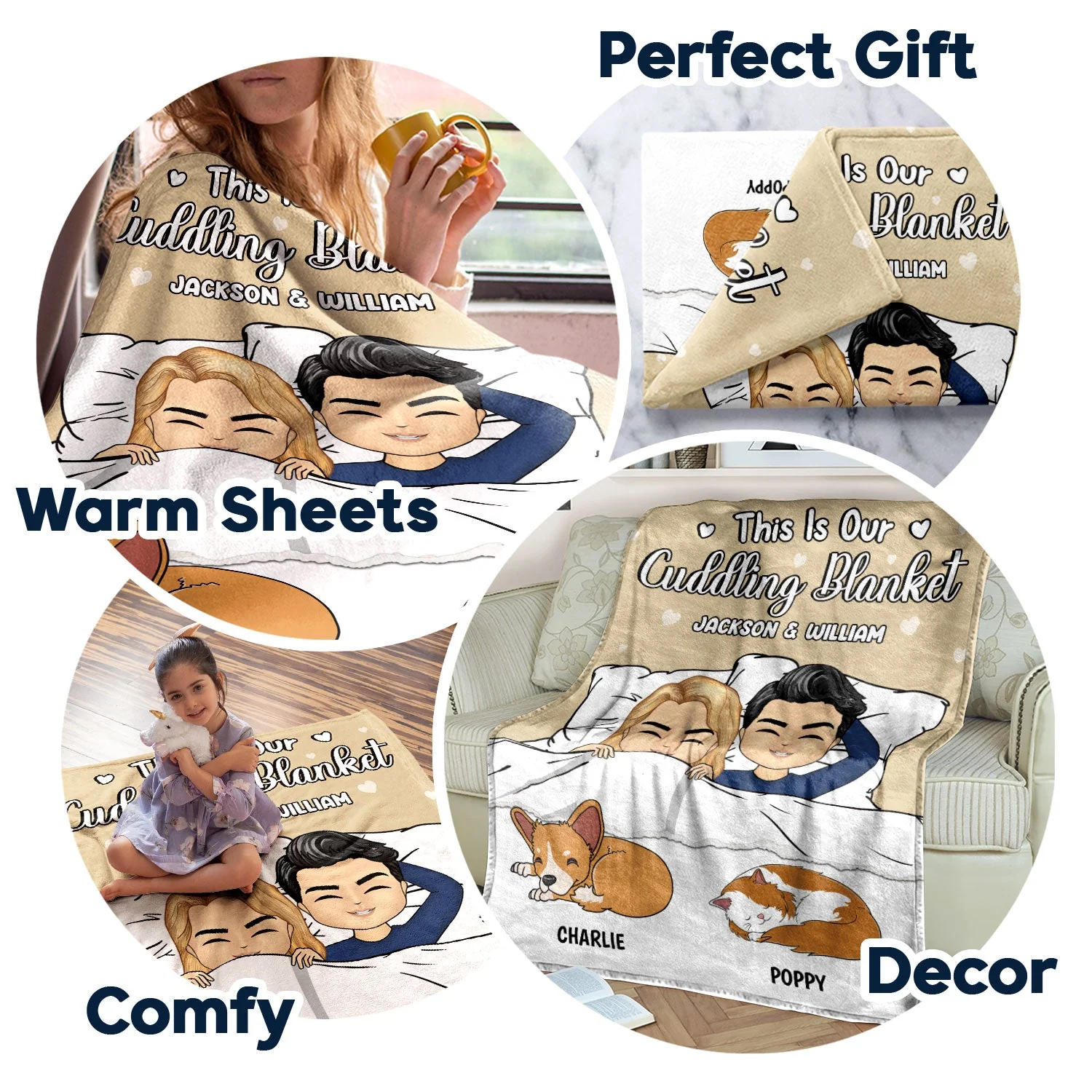 Couple Pet Lovers This Is Our Cuddling Blanket - Gift For Couples - Personalized Custom Fleece Blanket - Image 5