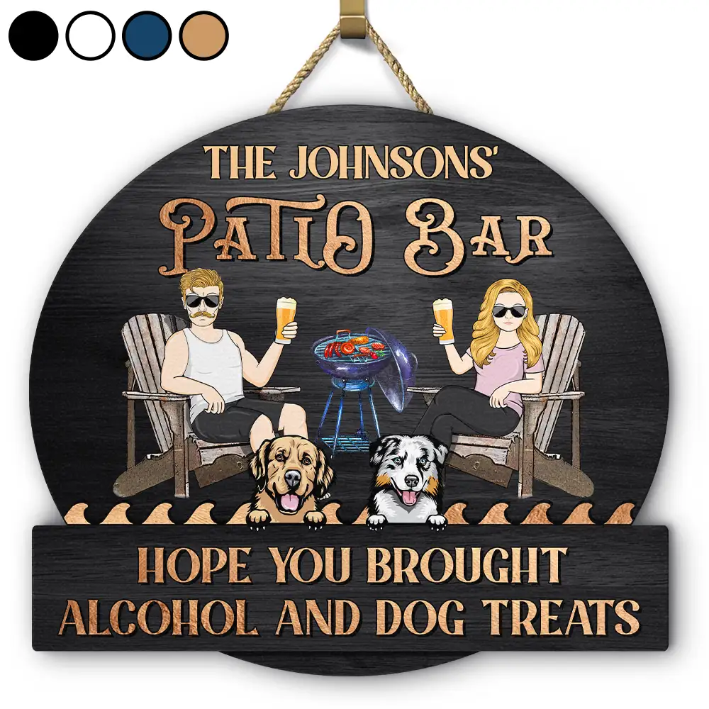 Couple Pool & Patio Bar Hope You Brought Alcohol & Dog Treats - Personalized Custom Shaped Wood Sign