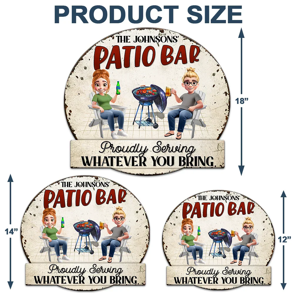 Couple Poolside Bar & Grill Listen To Good Music - Personalized Custom Shaped Metal Sign - Image 4
