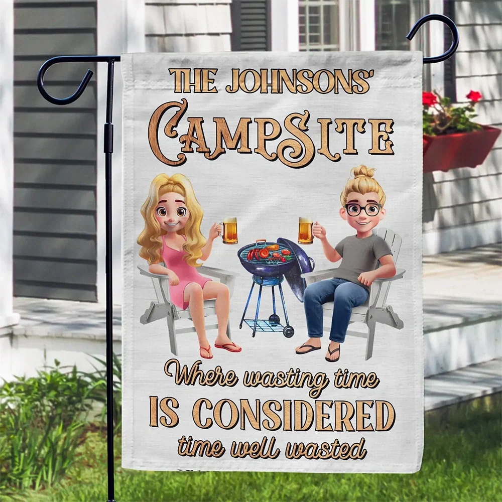 Couple Poolside Paradise Listen To Good Music 3D Effect - Personalized Flag - Image 3