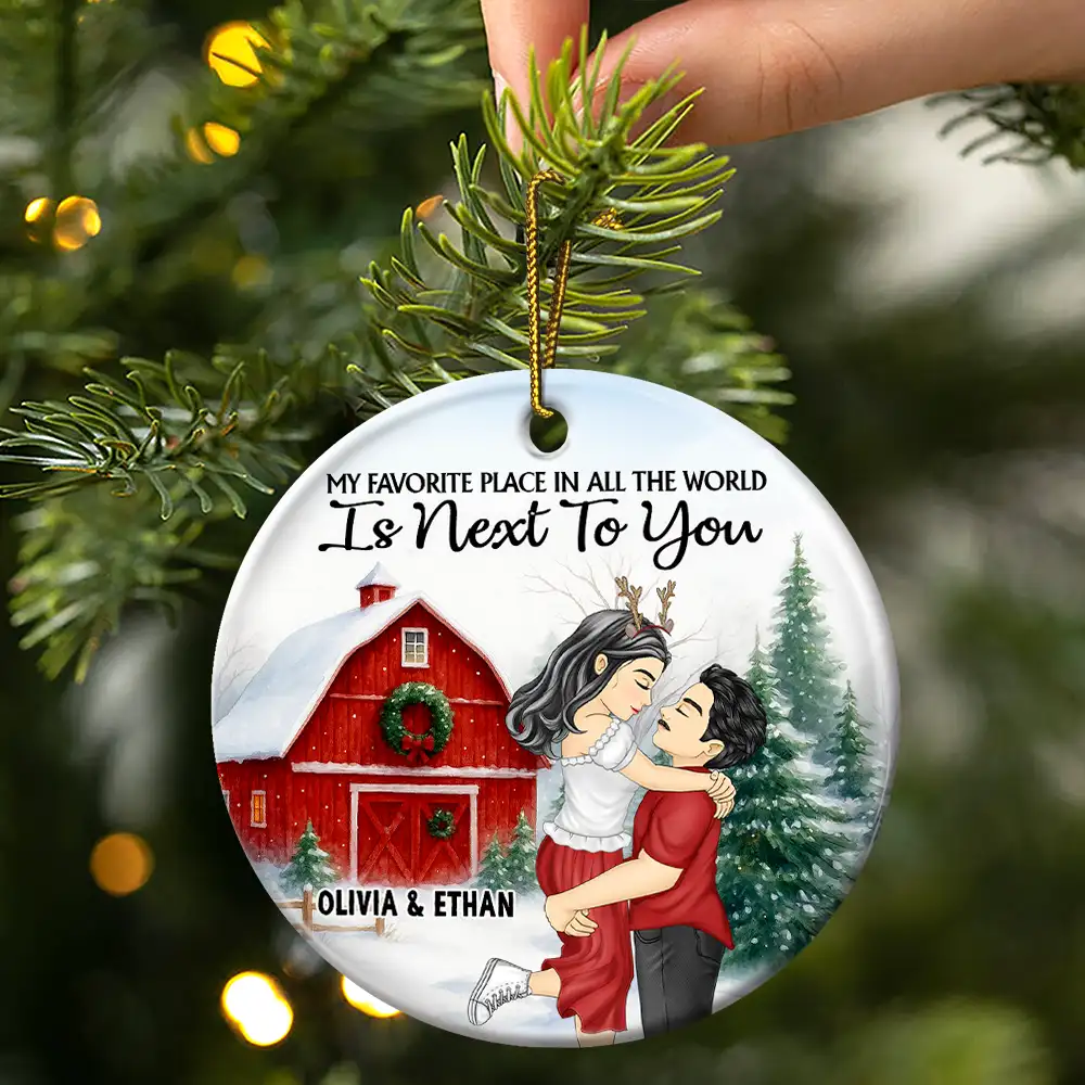 Couple Red Barn You & Me We Got This - Personalized Circle Ceramic Ornament - Image 3