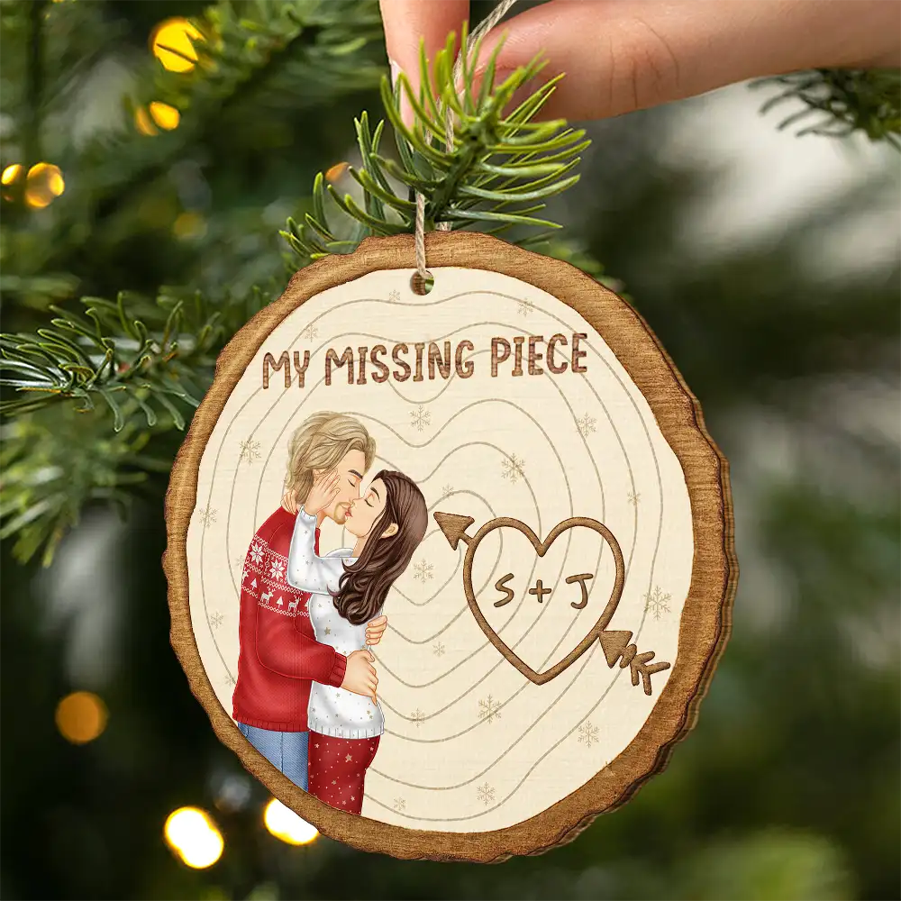 Couple Side View I'm Yours - Personalized Custom Shaped Wooden Ornament - Image 2
